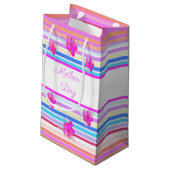 小ピンクストライプ色の母の日紙抱き枕 スモールペーパーバッグ (裏面アングル)