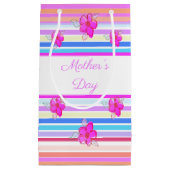 小ピンクストライプ色の母の日紙抱き枕 スモールペーパーバッグ (正面)
