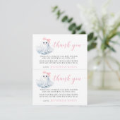 小ピンクリトルベビーブシャワーサンキューカード (スタンド正面)