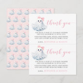 小ピンクリトルベビーブシャワーサンキューカード (正面/裏面)