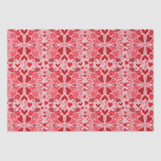 小ピンク赤いハートバレンタインクラフト 薄葉紙 (正面)