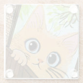 小ピーカブー子猫 ガラスコースター (裏面)