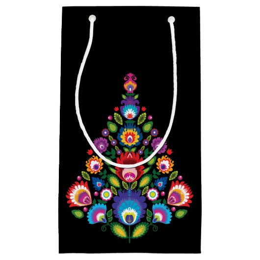 小フォーククリスマス抱き枕とカスタムメッセージ スモールペーパーバッグ (正面)