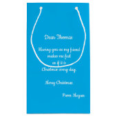 小フォーククリスマス抱き枕とカスタムメッセージ スモールペーパーバッグ (裏面)