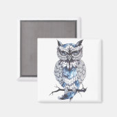 小フクロウ刺青アイディア漫画フクロウ マグネット (正面/裏面)