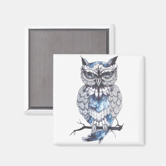 小フクロウ刺青アイディア漫画フクロウ マグネット (正面/裏面)