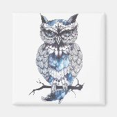 小フクロウ刺青アイディア漫画フクロウ マグネット (正面)