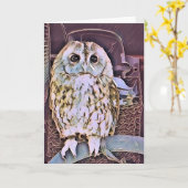 小フクロウ カード (黄色い花)