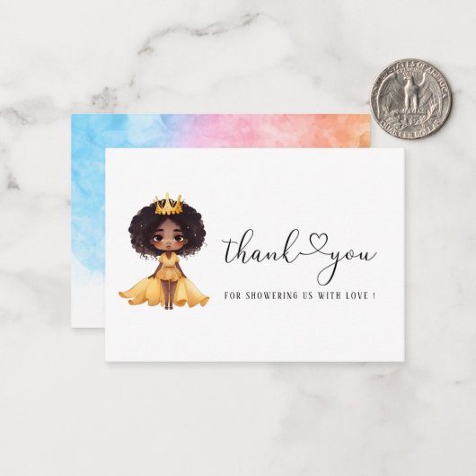 小プリンセスの水の色感謝していあなた ノートカード (正面/裏面インサイチュ)