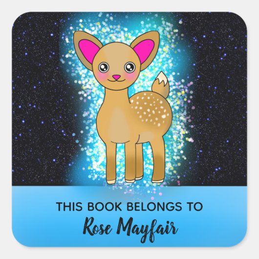 小ベビー鹿inキラキラ星 スクエアシール (正面)