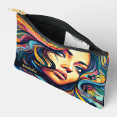 小ポップ・アートの名の女性アート アクセサリーポーチ (見開き)