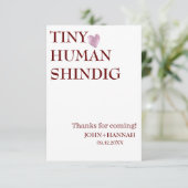 小ミニマルさな人間のおもしろいShindig共同の赤ちゃんシャワー サンキューカード (スタンド正面)