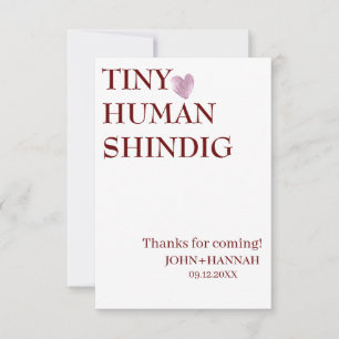 小ミニマルさな人間のおもしろいShindig共同の赤ちゃんシャワー サンキューカード