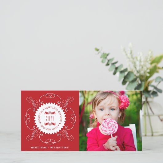 小メリーさなクリスマスの幸せな新年のシールフォト シーズンカード (スタンド正面)