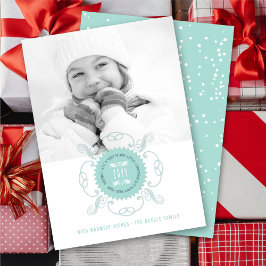 小メリーさなクリスマスの幸せな新年のシールフォト シーズンカード