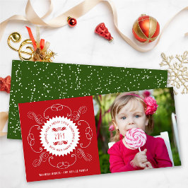 小メリーさなクリスマスの幸せな新年のシールフォト シーズンカード