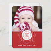 小メリーさなクリスマスの幸せな新年のシールフォト シーズンカード (正面)