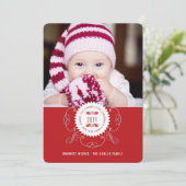 小メリーさなクリスマスの幸せな新年のシールフォト シーズンカード (スタンド正面)