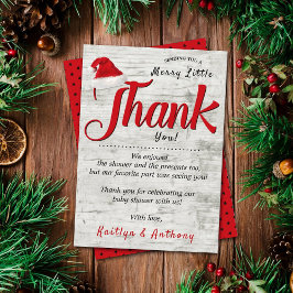 小メリーさなクリスマスの赤ちゃんシャワー サンキューカード