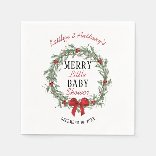 小メリーさなクリスマスの赤ちゃんシャワー スタンダードカクテルナプキン (正面)