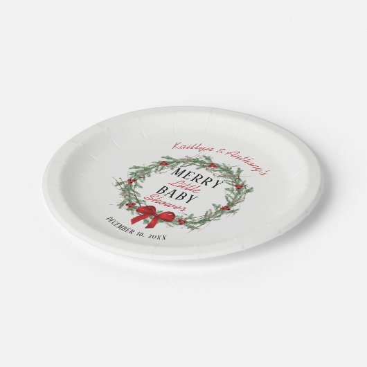 小メリーさなクリスマスの赤ちゃんシャワー ペーパープレート (アングル)