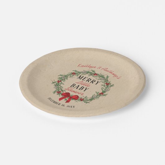 小メリーさなクリスマスの赤ちゃんシャワー ペーパープレート (アングル)