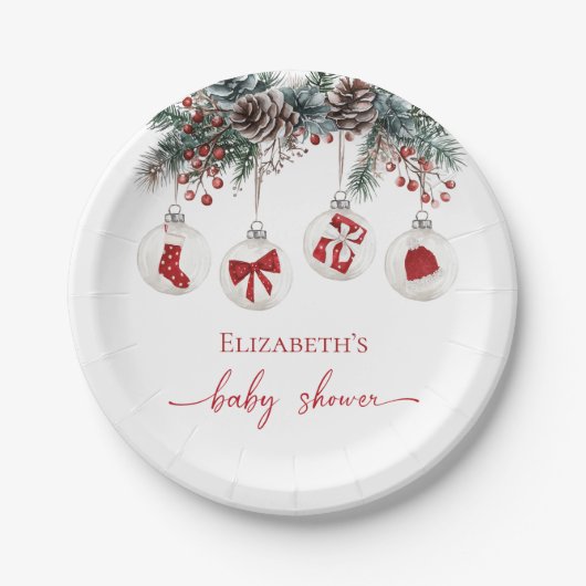小メリーさなクリスマスの赤ちゃんシャワー ペーパープレート (正面)