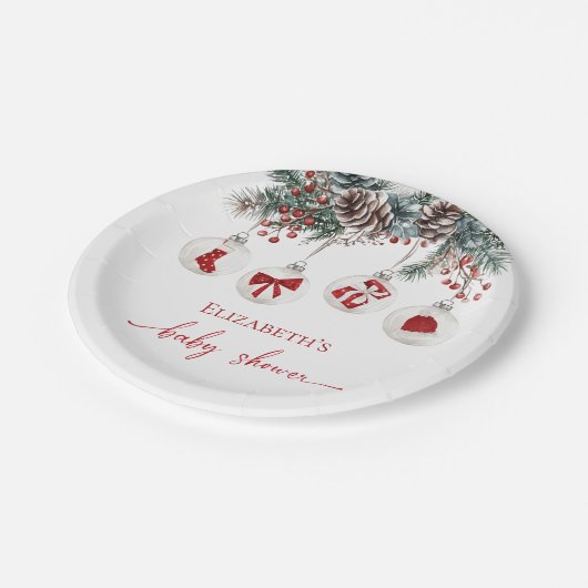 小メリーさなクリスマスの赤ちゃんシャワー ペーパープレート (アングル)