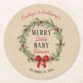 小メリーさなクリスマスの赤ちゃんシャワー ラウンドペーパーコースター (正面)
