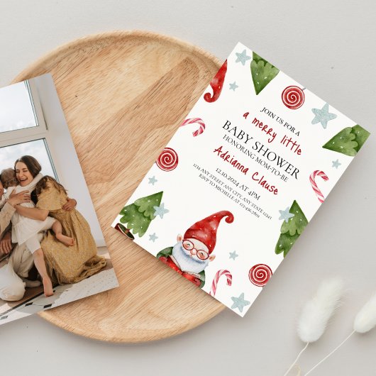 小メリーさなクリスマスの赤ちゃんシャワー 招待状