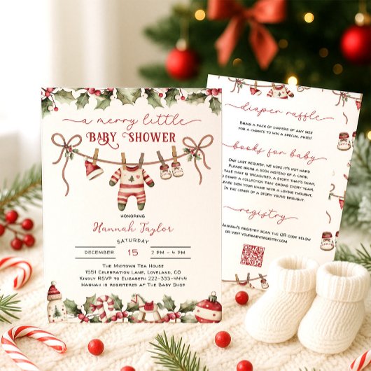 小メリーさなクリスマスの赤ちゃんシャワー 招待状