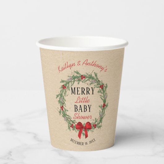 小メリーさなクリスマスの赤ちゃんシャワー 紙コップ (裏面)