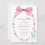 小メリーさなクリスマスの赤ちゃん女の子シャワー 招待状 (正面)
