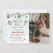 小メリーさなクリスマス冬の赤ちゃんシャワー写真 招待状 (正面)