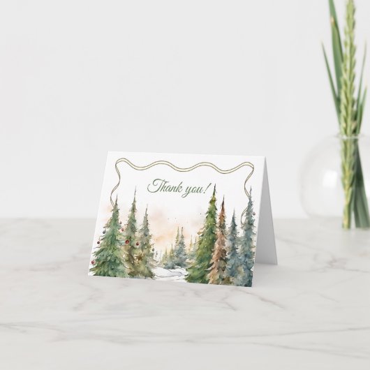 小メリーさなクリスマス冬の赤ちゃんシャワー サンキューカード (正面)