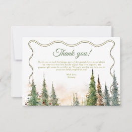 小メリーさなクリスマス冬の赤ちゃんシャワー サンキューカード