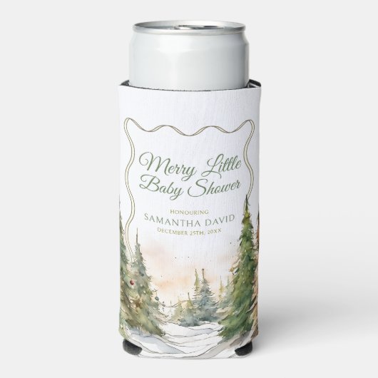 小メリーさなクリスマス冬の赤ちゃんシャワー スリム缶クーラー (Seltzer正面)