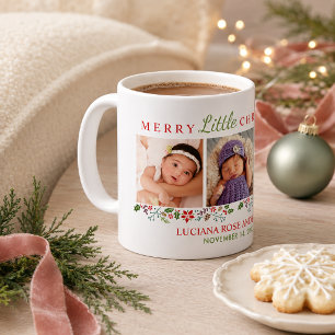 小メリーさなクリスマス生まれたばかりののベビーガールの写真 コーヒーマグカップ