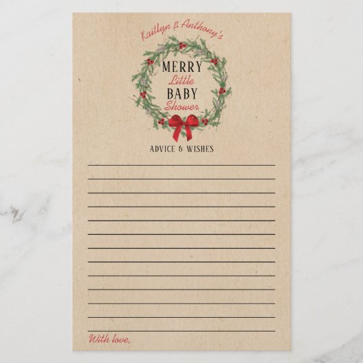 小メリーさなクリスマス赤ちゃんシャワーアドバイス&ウィッシュ (正面)