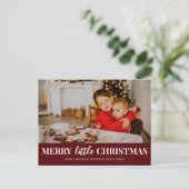 小メリーさなクリスマス赤のスクリプモダント写真 シーズンポストカード (スタンド正面)