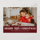 小メリーさなクリスマス赤のスクリプモダント写真 シーズンポストカード (正面)