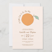 小モダンかわいこちゃんオレンジ色QRコード | 赤ちゃんシャワー 招待状 (正面)