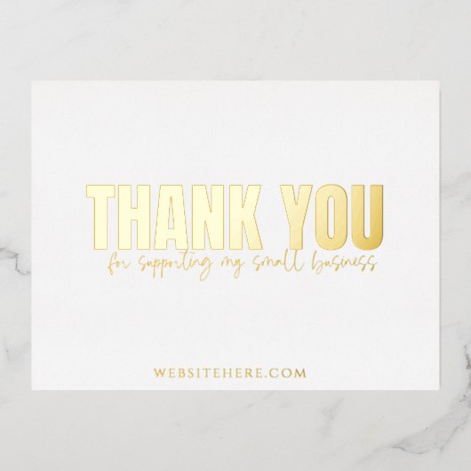 小モダンさなビジネスサンキューカード、金ゴールド箔 箔招待状ポストカード (正面)