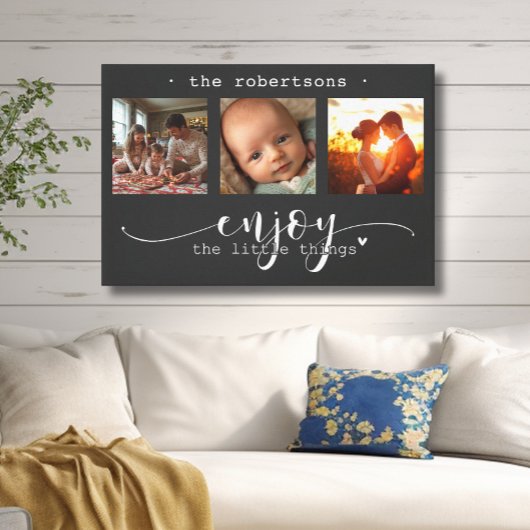 小モダンさな楽しむ物のコラージュ キャンバスプリント