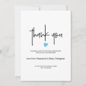 小モダンさな青いハートのサンキューカード 招待状 (正面)