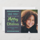 小モダンメリークリスマスかわいいライム写真 シーズンカード (正面)