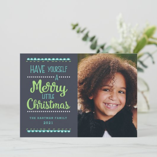 小モダンメリークリスマスかわいいライム写真 シーズンカード (スタンド正面)
