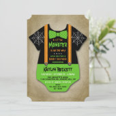 「小モダン化け物」男の子ハロウィーンの赤ちゃんシャワー 招待状 (スタンド正面)