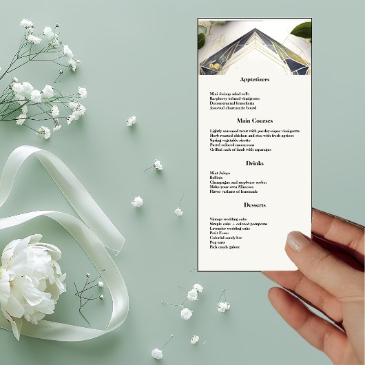 小モダン花ディナーメニュー付き幾何学模様 メニュー