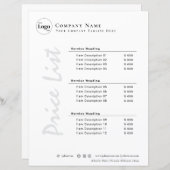 小モダン額白黒価格表 (正面/裏面)